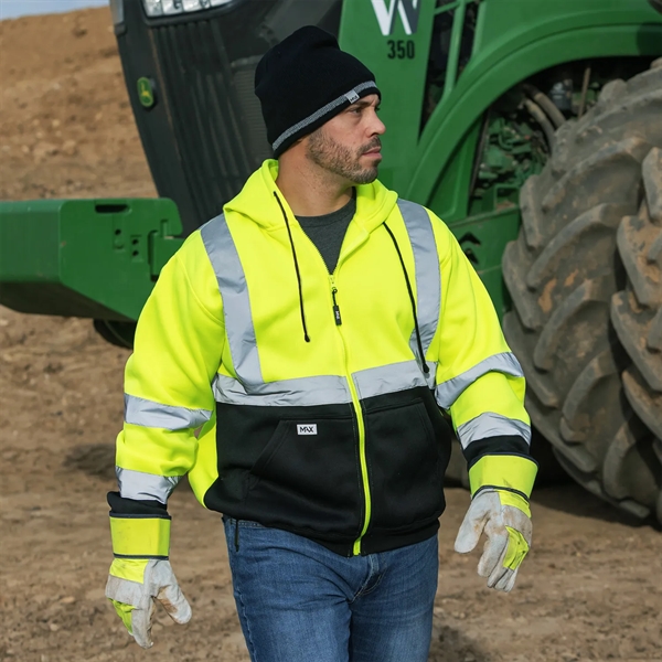 ANSI Class 3 Full Zip Hooded Sweatshirt with Black Bottom - ANSI Class 3 Full Zip Hooded Sweatshirt with Black Bottom - Image 2 of 2