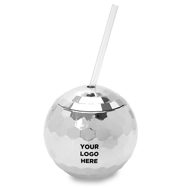 Disco Ball Cup Silver w/Straw/Hat(option)(Imprintable) - Disco Ball Cup Silver w/Straw/Hat(option)(Imprintable) - Image 2 of 11