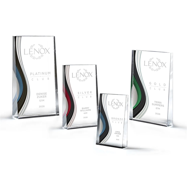 Optic Crystal Wedge Award With Colorful Wave Design
