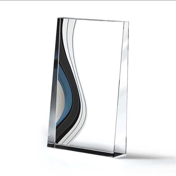 Optic Crystal Wedge Award With Colorful Wave Design