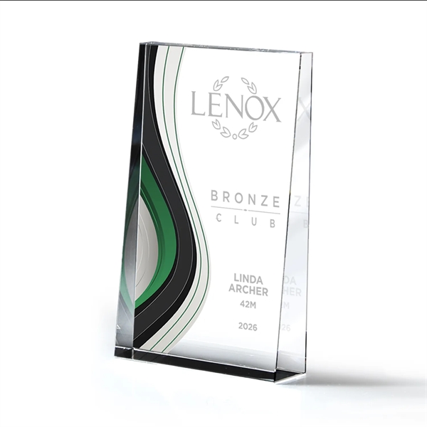 Optic Crystal Wedge Award With Colorful Wave Design