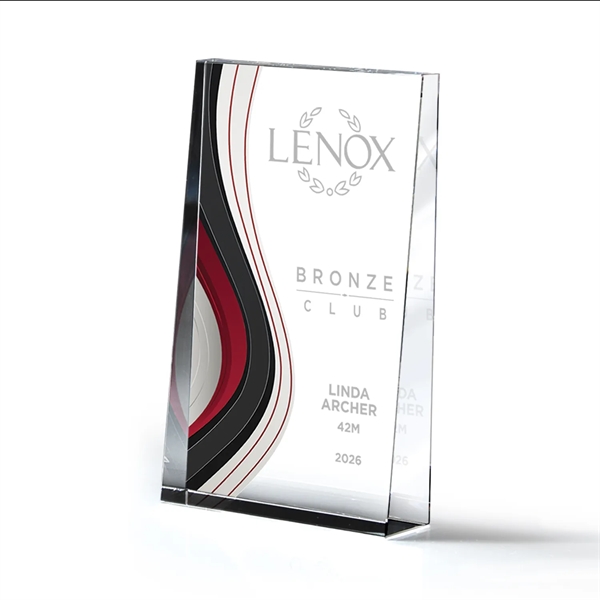 Optic Crystal Wedge Award With Colorful Wave Design