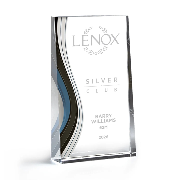 Optic Crystal Wedge Award With Colorful Wave Design