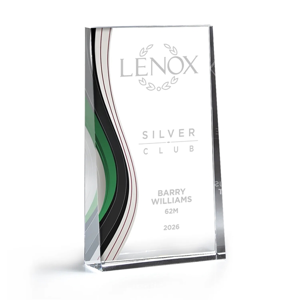 Optic Crystal Wedge Award With Colorful Wave Design