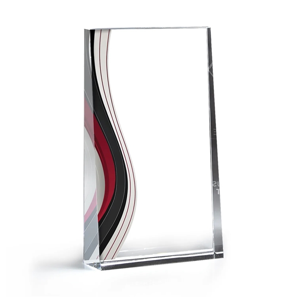 Optic Crystal Wedge Award With Colorful Wave Design