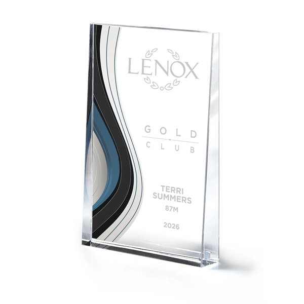 Optic Crystal Wedge Award With Colorful Wave Design