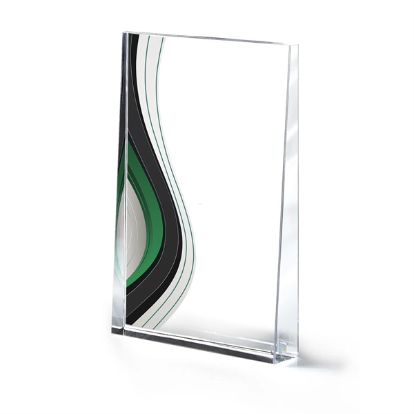 Optic Crystal Wedge Award With Colorful Wave Design