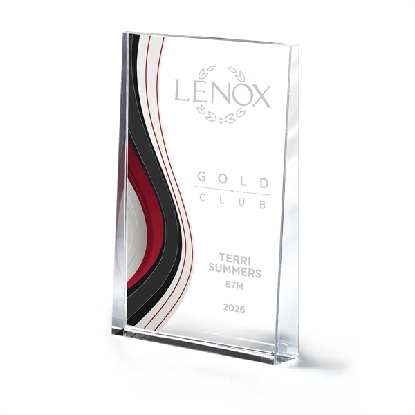 Optic Crystal Wedge Award With Colorful Wave Design