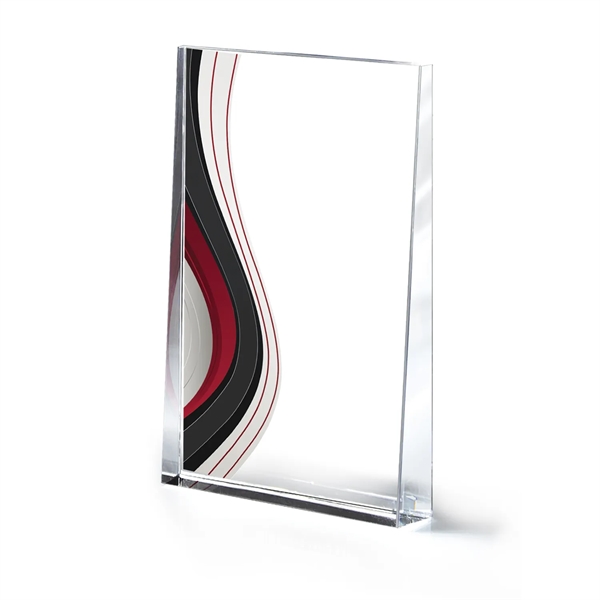 Optic Crystal Wedge Award With Colorful Wave Design