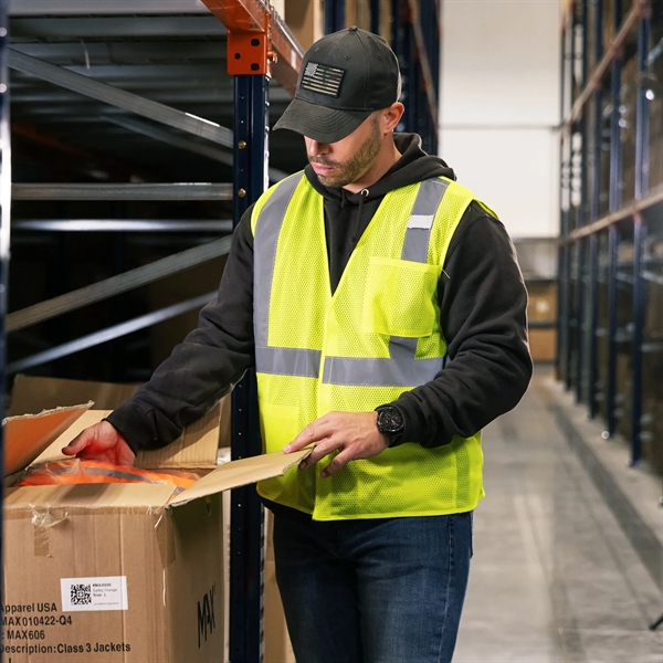 ANSI Class 2 Safety Green Deluxe 5 Point Break-Away Vest - ANSI Class 2 Safety Green Deluxe 5 Point Break-Away Vest - Image 2 of 2