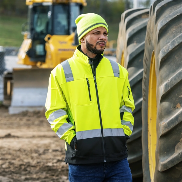 ANSI Class 3 Softshell Jacket with Black Bottom - ANSI Class 3 Softshell Jacket with Black Bottom - Image 1 of 1