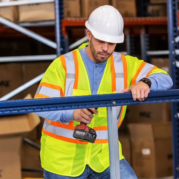 ANSI Class 3 Deluxe Mesh Safety Vest with Zipper Front - ANSI Class 3 Deluxe Mesh Safety Vest with Zipper Front - Image 1 of 1