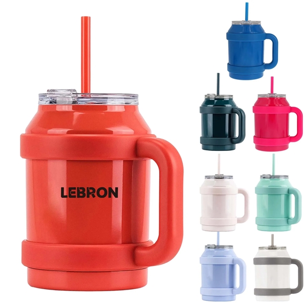 50oz Stainless Steel Mug Tumbler with Handle and Straw - 50oz Stainless Steel Mug Tumbler with Handle and Straw - Image 0 of 8