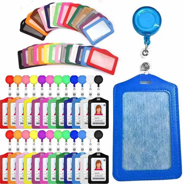 PU Leather ID Retractable Badge Card Holder Reel Clip - PU Leather ID Retractable Badge Card Holder Reel Clip - Image 0 of 2