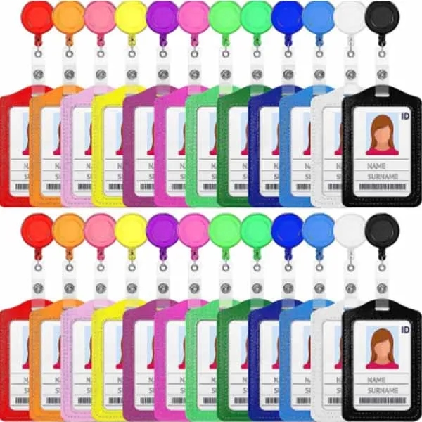 PU Leather ID Retractable Badge Card Holder Reel Clip - PU Leather ID Retractable Badge Card Holder Reel Clip - Image 1 of 2