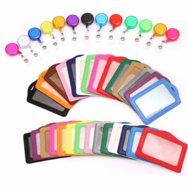 PU Leather ID Retractable Badge Card Holder Reel Clip - PU Leather ID Retractable Badge Card Holder Reel Clip - Image 2 of 2