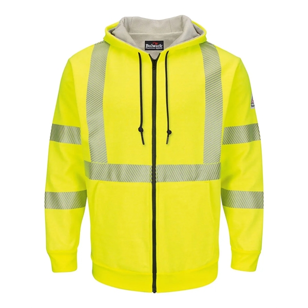 Bulwark Hi-Visibility Zip-Front Hooded Fleece Sweatshirt ... - Bulwark Hi-Visibility Zip-Front Hooded Fleece Sweatshirt ... - Image 0 of 2