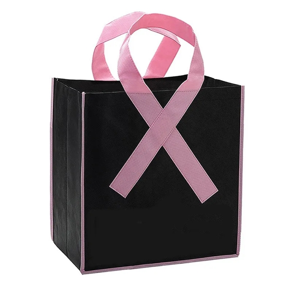 Pink Ribbon Non-Woven Shopping Tote Breast Cancer Awareness - Pink Ribbon Non-Woven Shopping Tote Breast Cancer Awareness - Image 2 of 2