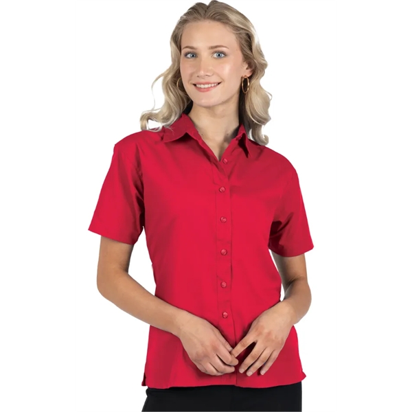 Ladies Short-Sleeve Superblend Poplin Shirt with Matching...