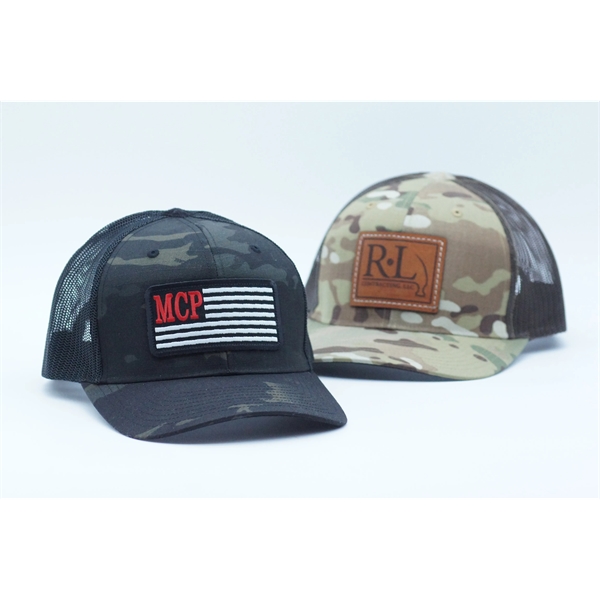 Richardson Multicam Trucker Hat with No Crown Button - Richardson Multicam Trucker Hat with No Crown Button - Image 2 of 7
