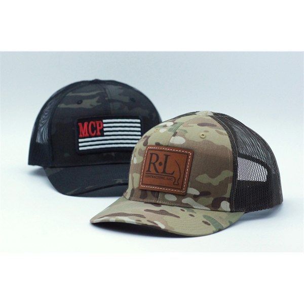 Richardson Multicam Trucker Hat with No Crown Button - Richardson Multicam Trucker Hat with No Crown Button - Image 1 of 7