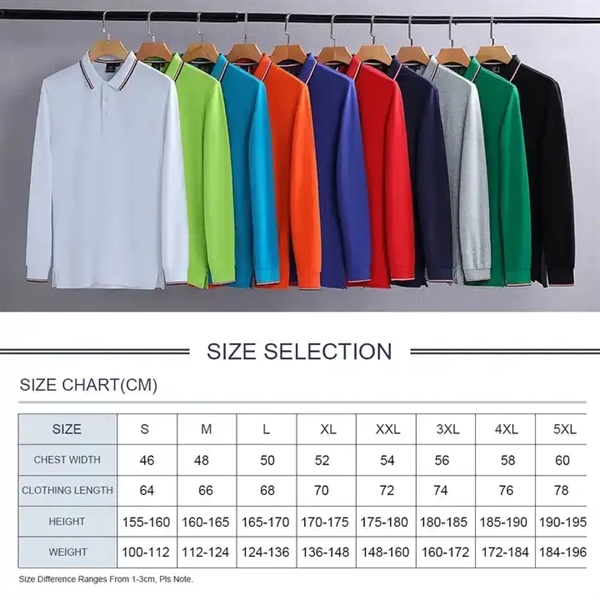 High Quality Unisex Long Sleeve Breathable Polo Shirts - High Quality Unisex Long Sleeve Breathable Polo Shirts - Image 3 of 5