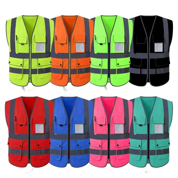 9 Pockets Safety Vest Reflective Strips of High Visibilit - 9 Pockets Safety Vest Reflective Strips of High Visibilit - Image 2 of 5