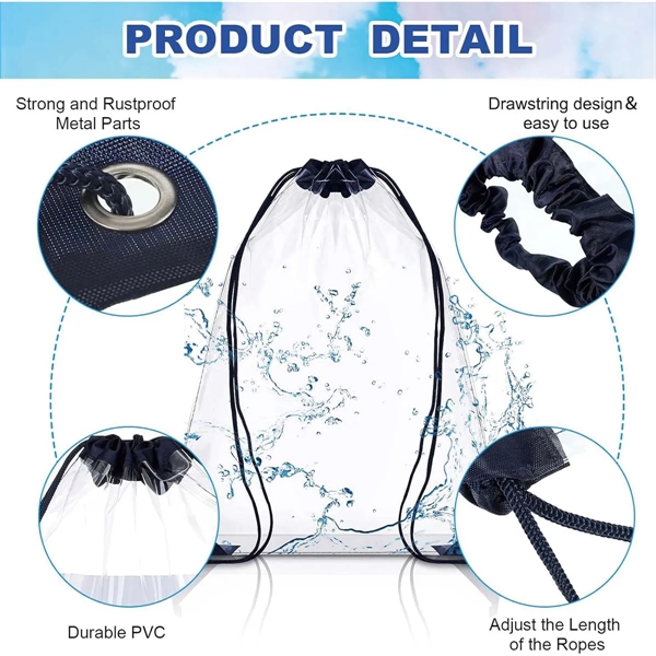 Muticolor Durable PVC  Adjustable Clear Drawstring Bagpack - Muticolor Durable PVC  Adjustable Clear Drawstring Bagpack - Image 4 of 4