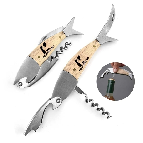 Multifunction Stainless Steel Fish Shaped Wine Beer Opener - Multifunction Stainless Steel Fish Shaped Wine Beer Opener - Image 0 of 4
