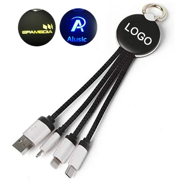 Metallic Light-Up Logo Charging Cable - Metallic Light-Up Logo Charging Cable - Image 1 of 8