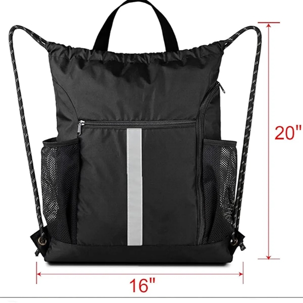 Drawstring Bag with Shoe Compartment and Water Bottle Holder - Drawstring Bag with Shoe Compartment and Water Bottle Holder - Image 2 of 2