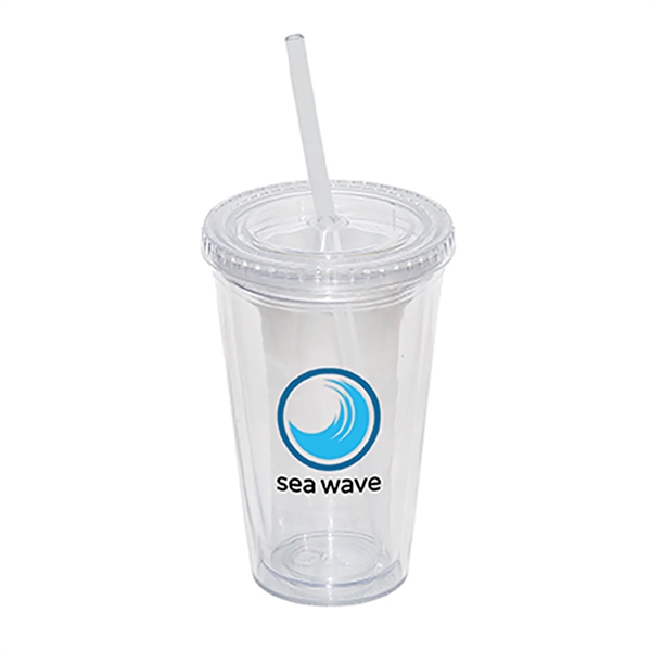 500 Ml. 17 Fl. Oz. Double Walled Tumbler With Straw - 500 Ml. 17 Fl. Oz. Double Walled Tumbler With Straw - Image 0 of 0