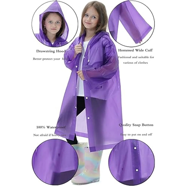 Raincoats for Kids Reusable Ponchos Rain Coats - Raincoats for Kids Reusable Ponchos Rain Coats - Image 2 of 3