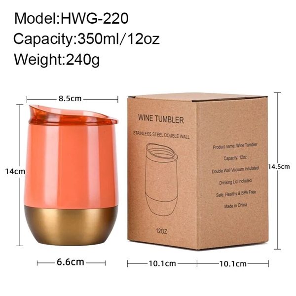 Wine Tumbler Stainless Steel Double Wall Drinkware 12oz - Wine Tumbler Stainless Steel Double Wall Drinkware 12oz - Image 4 of 4