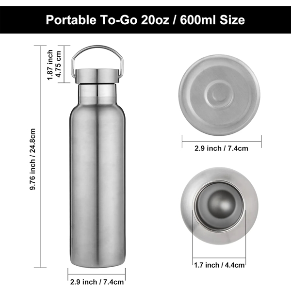 17oz Double Wall Stainless Steel Water Bottles with Handle - 17oz Double Wall Stainless Steel Water Bottles with Handle - Image 1 of 4