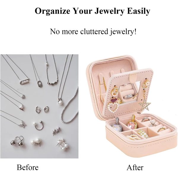 Jewelry Box Case Leather Compact Large Capacity with Mirror