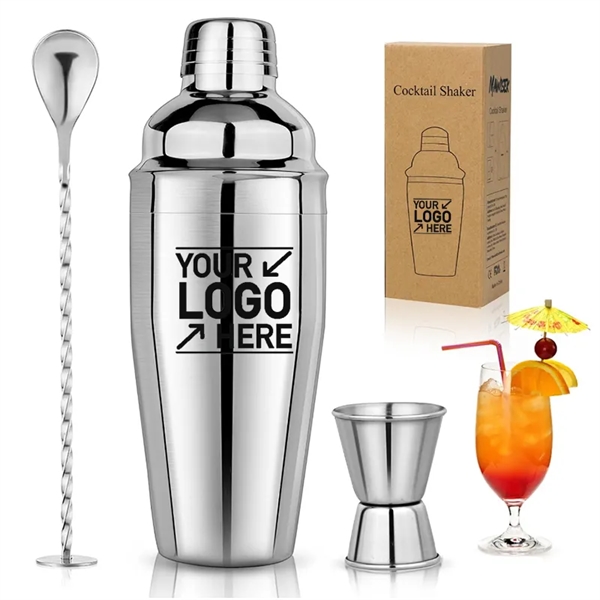 20oz Cocktail Shaker Set 3pcs Jigger Spoon - 20oz Cocktail Shaker Set 3pcs Jigger Spoon - Image 0 of 4
