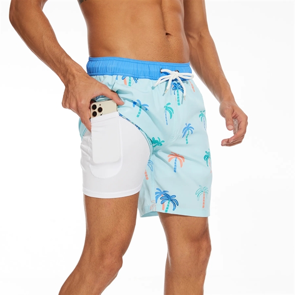 Men's Polyester Spandex Sublimated Swim Shorts - Men's Polyester Spandex Sublimated Swim Shorts - Image 7 of 8