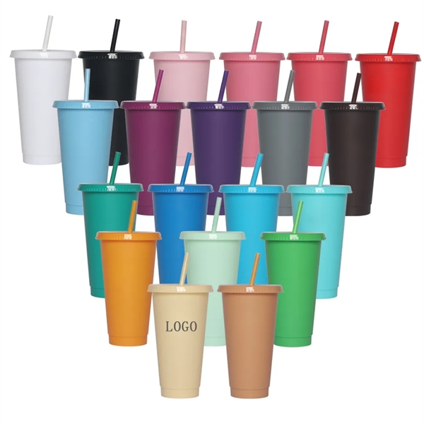 26oz Plastic Cup With Lid & Straw - 26oz Plastic Cup With Lid & Straw - Image 0 of 2