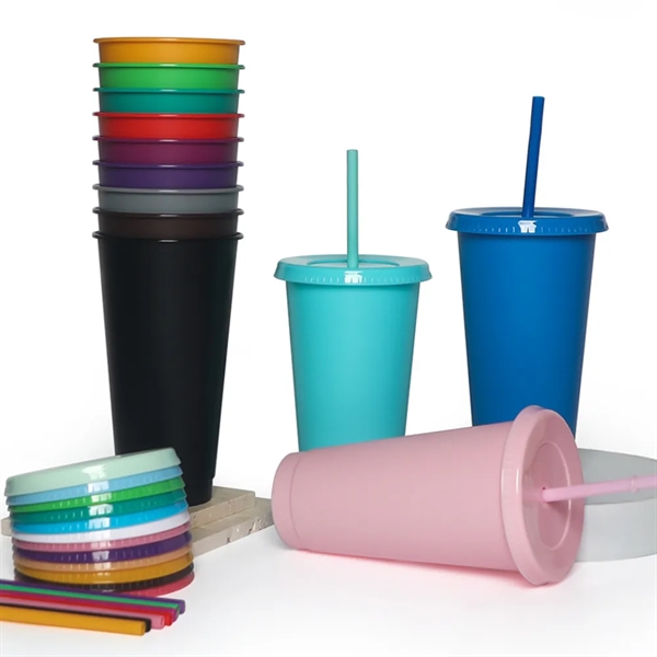 26oz Plastic Cup With Lid & Straw - 26oz Plastic Cup With Lid & Straw - Image 1 of 2