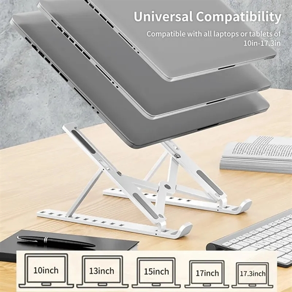 ABS Foldable Desk Laptop Stand Adjustable Computer Riser - ABS Foldable Desk Laptop Stand Adjustable Computer Riser - Image 3 of 5