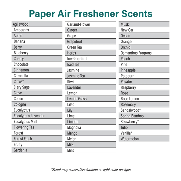 Paper Air Fresheners - Custom Shape w/Full Color Packaging - Paper Air Fresheners - Custom Shape w/Full Color Packaging - Image 29 of 29