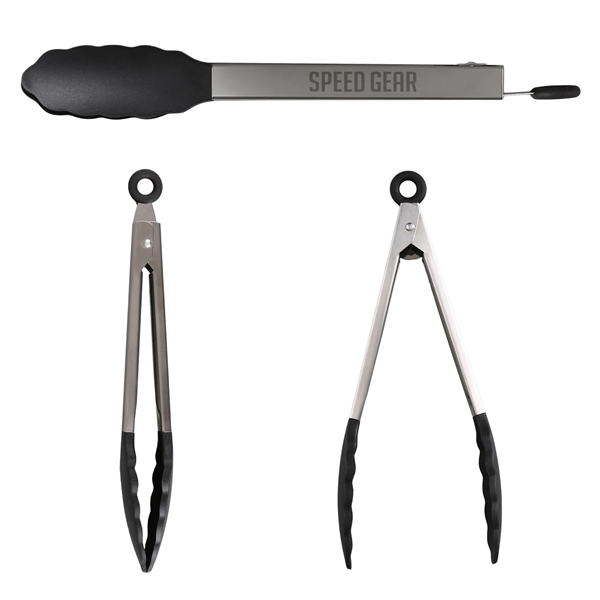 9" Stainless & Silicone Tongs - 9" Stainless & Silicone Tongs - Image 1 of 2