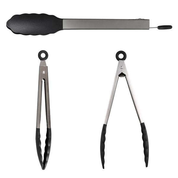 9" Stainless & Silicone Tongs - 9" Stainless & Silicone Tongs - Image 2 of 2