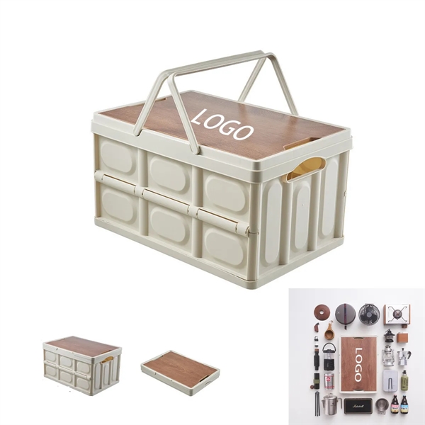 Collapsible Storage Bins With Wood Lids - Collapsible Storage Bins With Wood Lids - Image 0 of 2