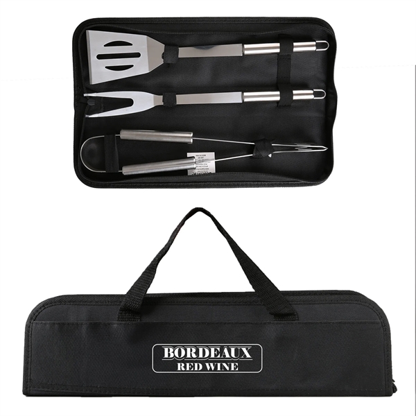 Grill Easy 3 Pc. Stainless BBQ Utensil Set With RPET Case - Grill Easy 3 Pc. Stainless BBQ Utensil Set With RPET Case - Image 1 of 2