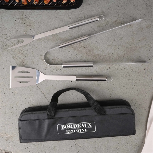 Grill Easy 3 Pc. Stainless BBQ Utensil Set With RPET Case - Grill Easy 3 Pc. Stainless BBQ Utensil Set With RPET Case - Image 2 of 2