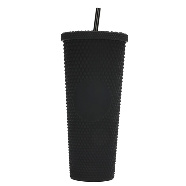 Plastic Matte Studded Tumbler With Lid & Straw - Plastic Matte Studded Tumbler With Lid & Straw - Image 1 of 3