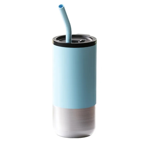 16 Oz. Stainless Steel Travel Mugs W/ Silicone Straw - 16 Oz. Stainless Steel Travel Mugs W/ Silicone Straw - Image 0 of 7