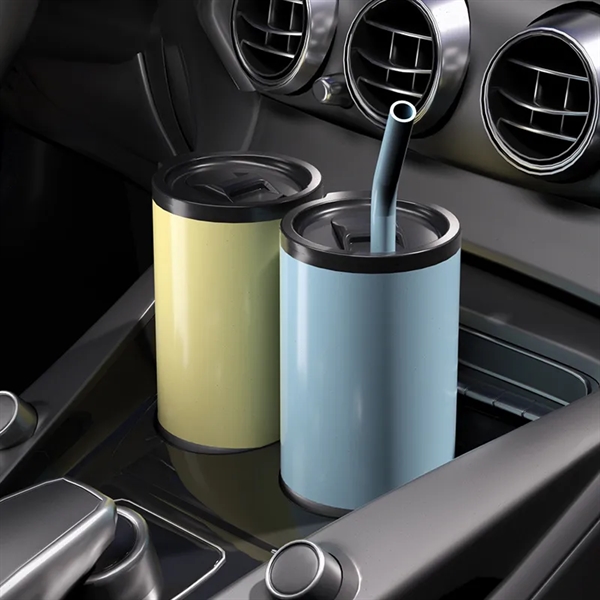 16 Oz. Stainless Steel Travel Mugs W/ Silicone Straw - 16 Oz. Stainless Steel Travel Mugs W/ Silicone Straw - Image 2 of 7